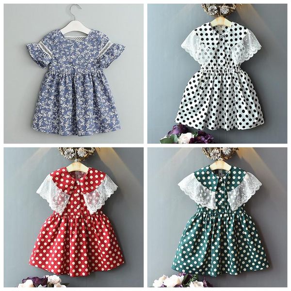 

girl's dresses 2021girls dress summer clothing casual fashion dot print clothes children outfit for 2-8 years, Red;yellow