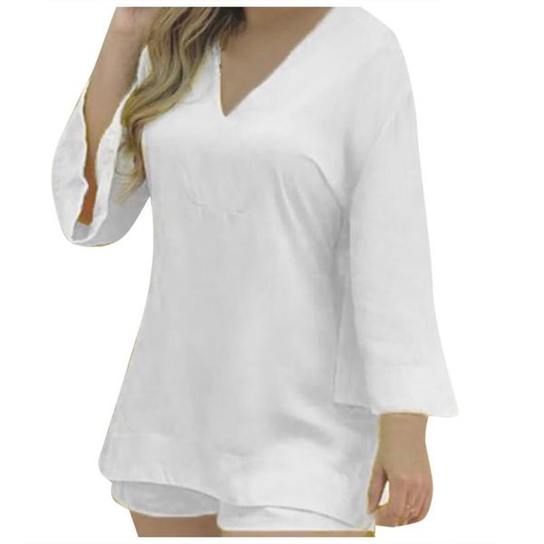 

women's tracksuits 2021 pajama plain color sets v-neck lingerie sleepwear pajamas home wear nightwear clothing #t2, Gray