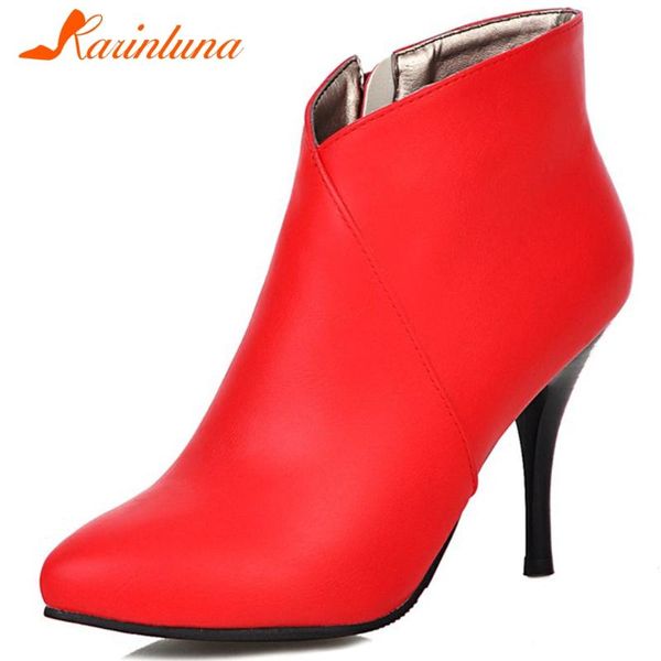

boots karin ins lady casaul party commute autumn winter bootss high thin heels pointed toe women ankle shoes woman, Black