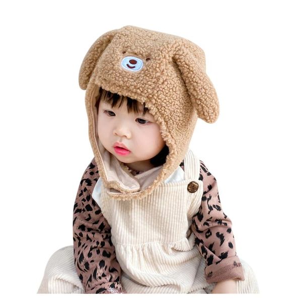 

beanie/skull caps furry bear girl boy beanies keep warm thickening kawaii baby skullies cartoon winter crochet fashion korean style children, Blue;gray