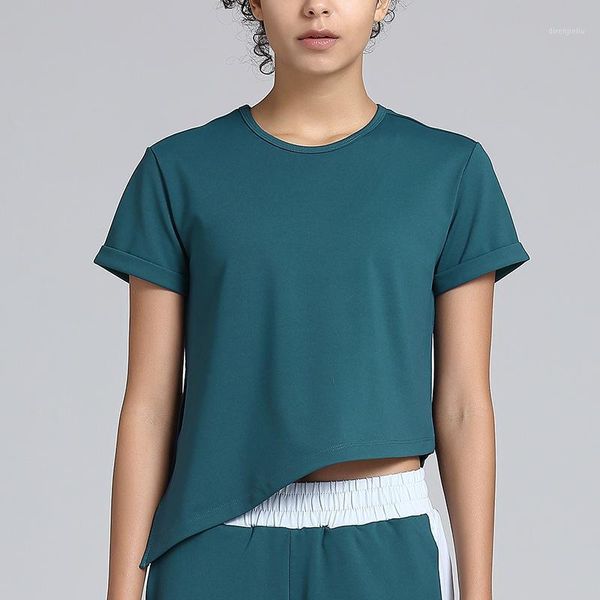 

yoga outfits 2021 sport crop women fashion seamless shirts high elastic breathable short sleeve female sportswear workout shirt1, White;red