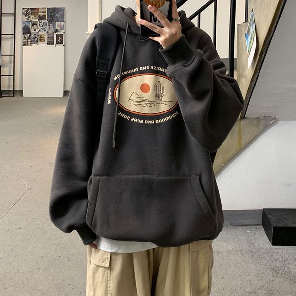 

assassin creed hoodie hooded sweater men's autumn and winter plush thickening trend loose large student couple casual pullover, Black