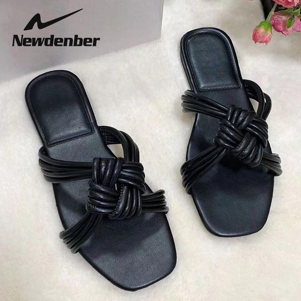 

slippers woven tie flat shoes slipper women's sandals fashion temperament braided charm open-toe, Black