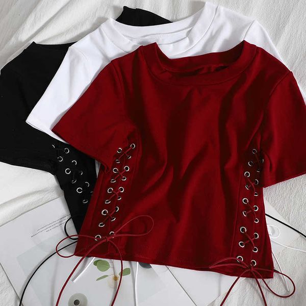 

vanovich spring and summer t shirts women solid color casual wild ladies korean style round collar ops female 210615, White