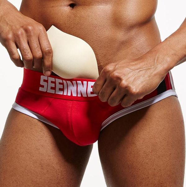 

underpants padded bulge enhancing men underwear briefs push up cup gay calzoncillos hombre slip, Black;white