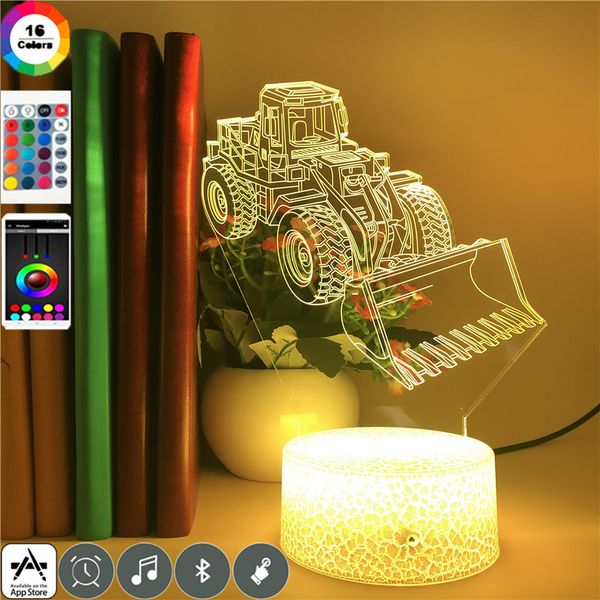 

acrylic 3d led lamp nightlight color changing table night light excavator model with remote cotrol for kids child bedroom decoration gift