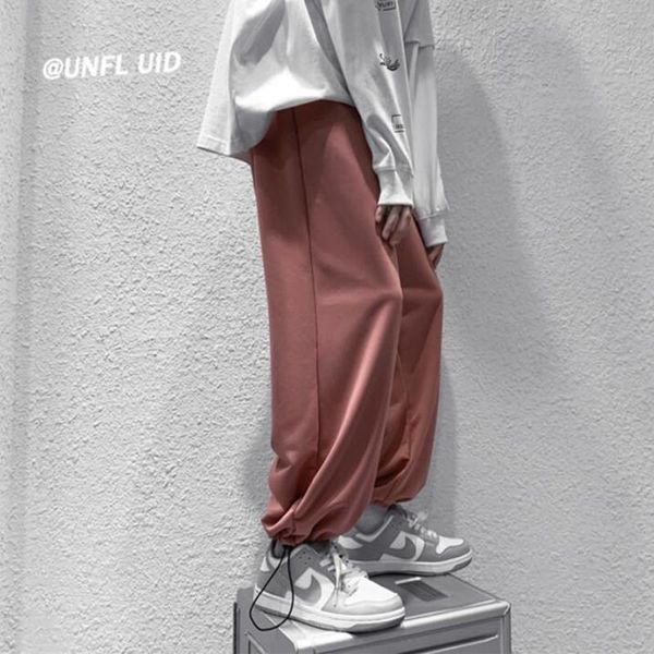 

men's pants femininity korean trendy comfortable pant summer loose casual all-match hip hop striped trousers, Black