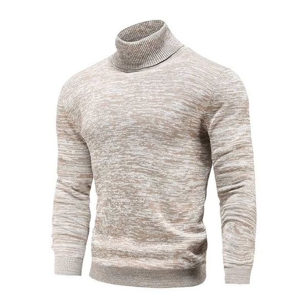 

winter men's turtleneck sweaters cotton slim knitted pullovers men solid color casual male autumn knitwear 211008, White;black
