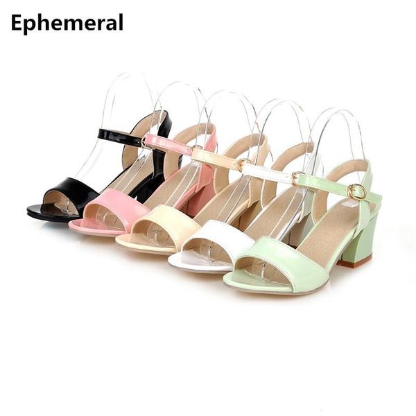 

lady cute high heel shoes with buckle strap blue black medium heels sandalia feminina summer ol women peep toe size 43-34 sandals