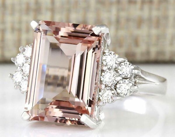 

wedding rings fashion women 925 silver morganite ring engagement jewelry 6-10, Slivery;golden