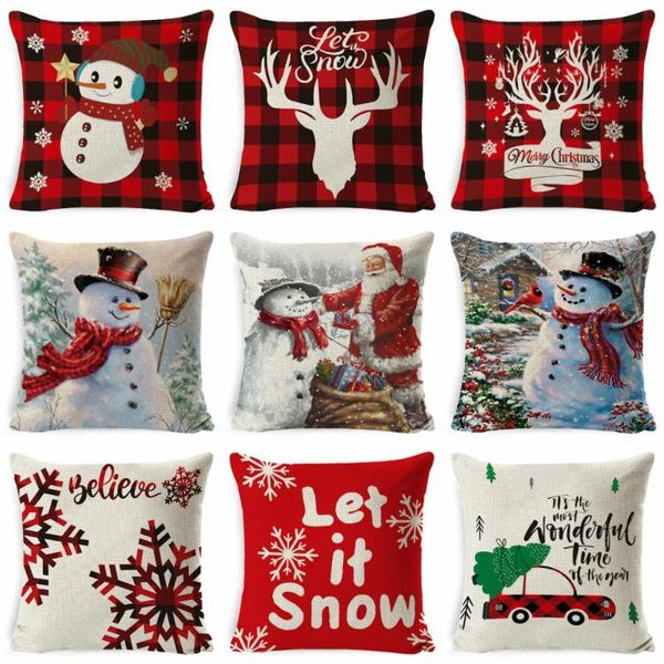 

cushion/decorative pillow christmas cotton linen cushion cover decorative case xmas throw covers