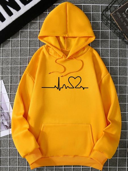 

heart print kangaroo pocket drawstring hoodie p6ev#, White;black