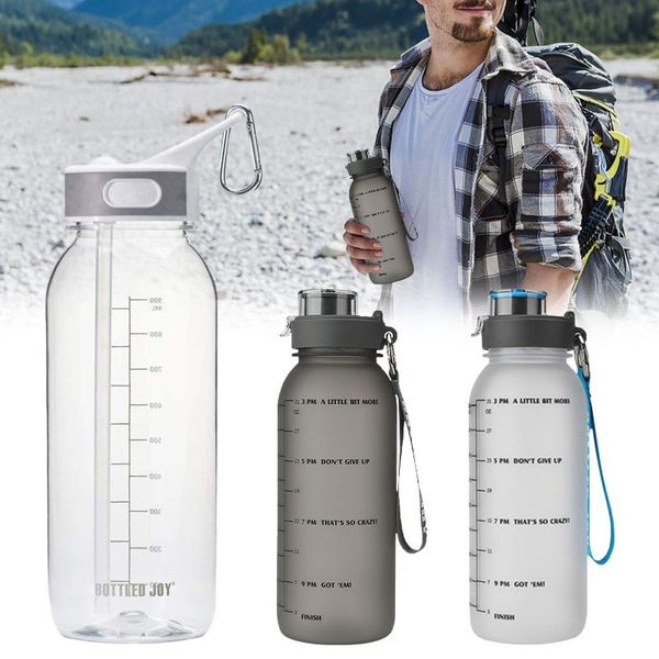 

1000ml motivational water bottle with time marker leakproof for fitness sports