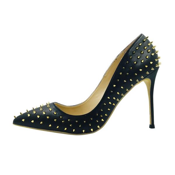 

dress shoes black matte suede gold stud women high heels extra size party