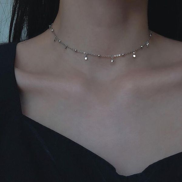 

chokers women short necklace fashion elegant clavicle charm choker minimalist chain necklaces jewelry, Golden;silver