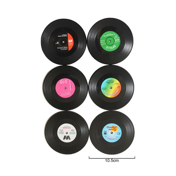 

mats & pads 2/4pcs/set cd mat retro record drinks coasters table cup coffee placemat pvc printed pattern anti-fade home decor