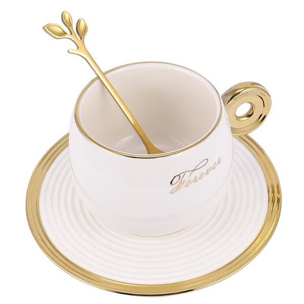 

mugs 1pc golden stroking edges ceramic tableware coffee cup