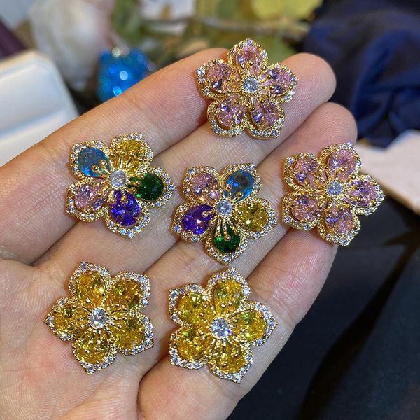 

dangle & chandelier camellia flower earrings 2021 trend for women fashion exquisite luxury charms cz cubic zircon korean je, Silver