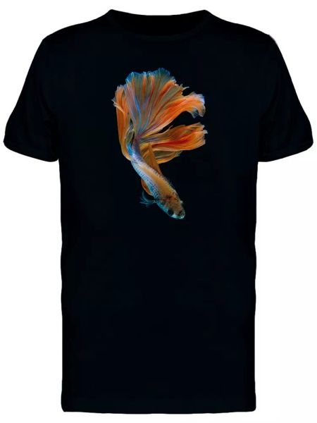 

orange betta swimming down tee men's -image by shutterstock, White;black