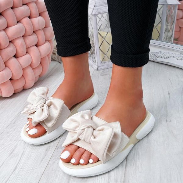 

slippers summer fashion womens casual slides bow-knot sandals comfortable beach 2021, Black