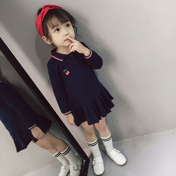 

Girl Dress Kids Baby Clothes 2022 Lapel Spring Summer Outdoor Formal Outfits Teenagers Uniform Dresses Cotton Children Clothing, Five pairs