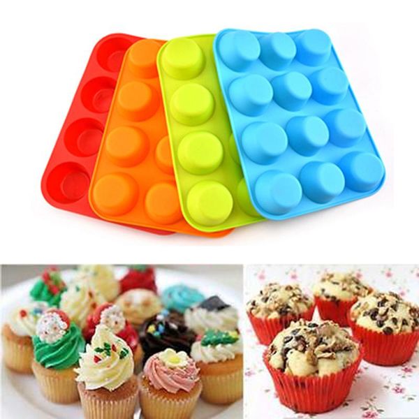 

baking & pastry tools silicone metal non-stick 12 cups cupcake tray mousse cake mold muffin pan fondant kitchen bakeware