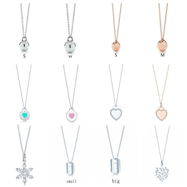 

chains 11 xl tfbff rllen original 925 pure silver love snowflake bead necklace pendant elegant jewelry wholesale girl diy jewelry.