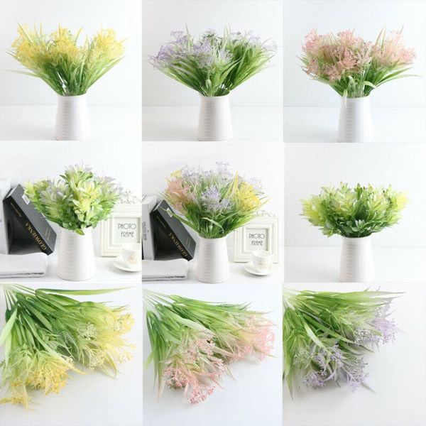 

decorative flowers & wreaths artificial plants fake plastic grass leaf greenery foliage bush outdoor faux floral shrubs home decor /by