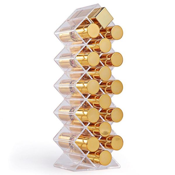 

storage boxes & bins lipstick grid box acrylic dustproof display stand cosmetic make up case lip glaze clear