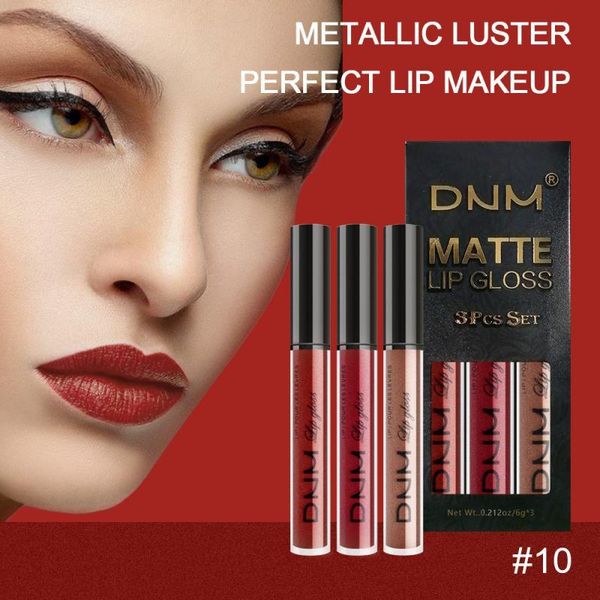 

lip gloss 3pcs glaze set non-stick cup matte lasting full color waterproof fine smooth texture makeup lipstick kit tslm1