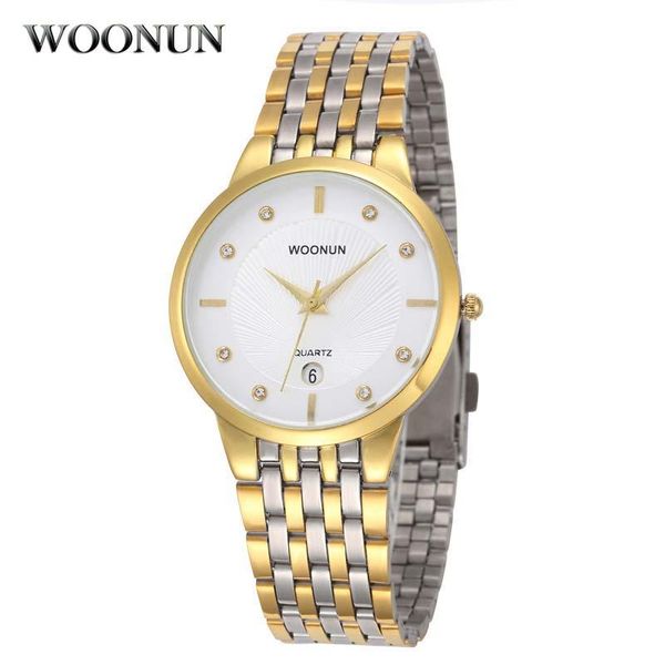 

wristwatches fashion business men watches luxury yellow gold stainless steel quartz relogio masculino reloj hombre, Slivery;brown