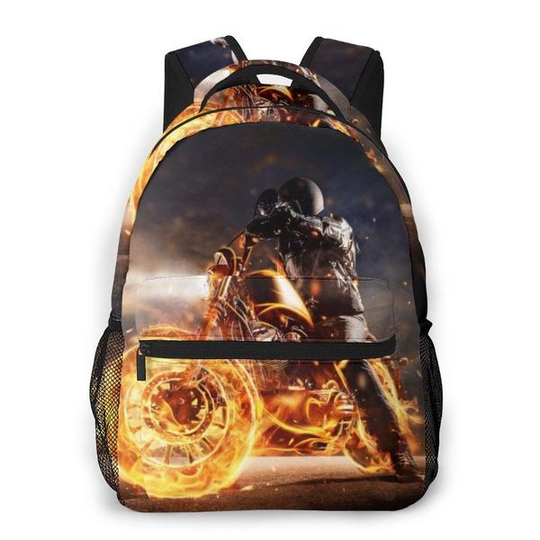 

backpack travel pack dark motorbiker staying on burning motorcycle sunset light sports bag climbing