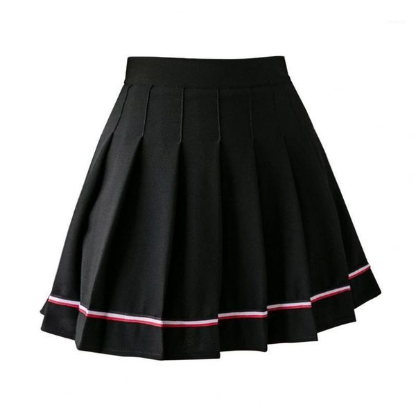 

skirts harajuku tartan white women skirt plaid pleated fashion mini dance side button high waist school female, Black