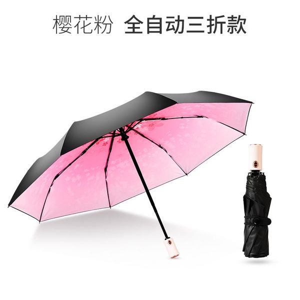 

umbrellas korean mini uv protection 5 folding umbrella upf50+ women black coating sun rain fashion sakura u6b