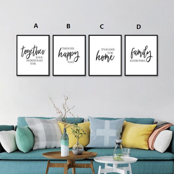 

unframed black and white english proverbs decorative painting