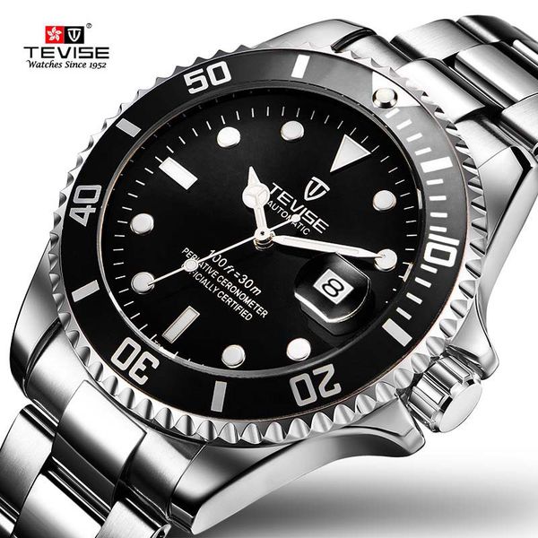 

tevis men mechanical watches mark luxury automatic waterproof man clock relogio masculino, Slivery;brown