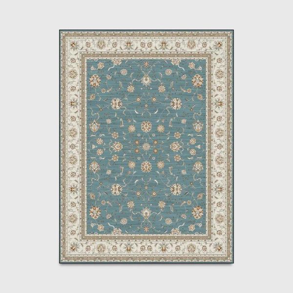 

carpets european style retro carpet blue country printed pattern bedroom rug living room decoration fashion area floor mat selling 2021