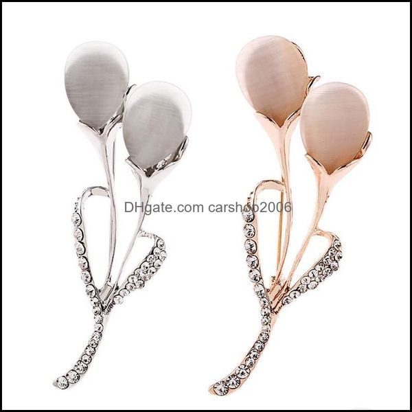 Pins, Broschen Schmuck Elegante Mode Opal Stein Spitze Brosche Pin Blume Strass 7 * 3,5 cm 6,6 cm * 2,5 cm Drop Lieferung 2021 Lz9Mv