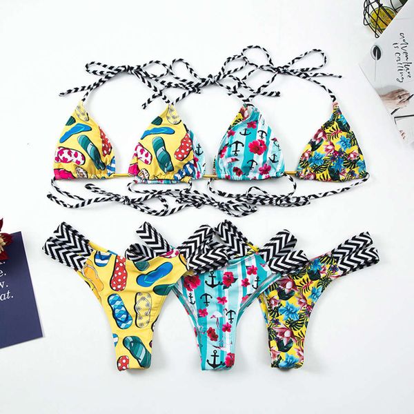 

printed show thin fashion women's split swimsuit, White;black