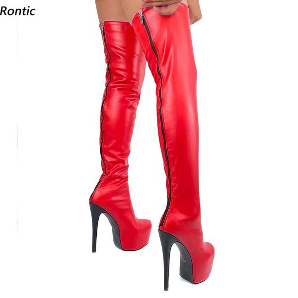 

boots rontic women winter over the knee platform stiletto heels round toe pretty red purple night club shoes us size 5-20, Black