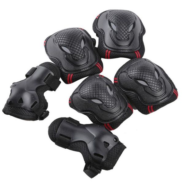 

elbow & knee pads 6pcs/set men women skating protective gear set skateboard ice roller wrist guard child cycling riding protector, Black;gray