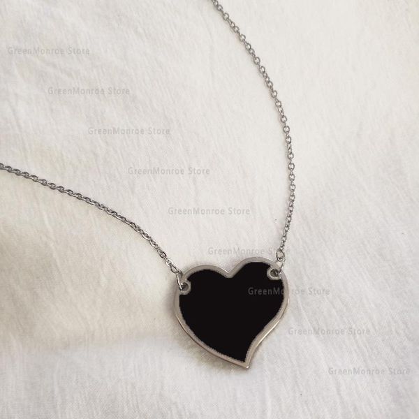 

chains fashion heart shaped clavicle chain triangle p necklace for women punk style thin, Silver