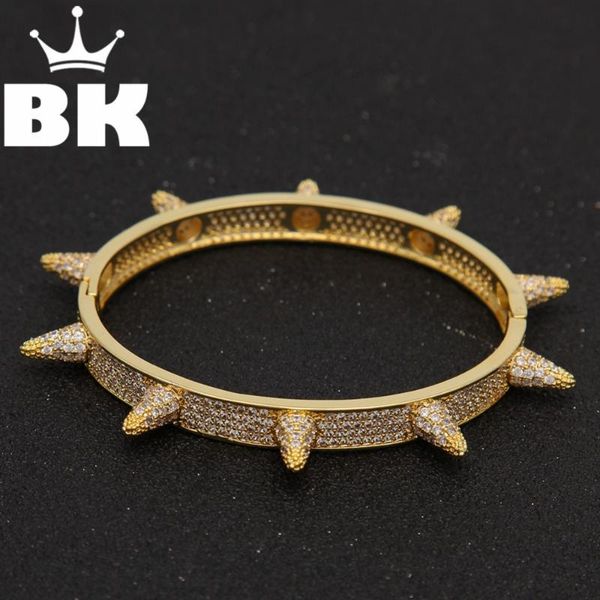 

fashion hip hop jewelry barbed wire gold color copper zircon twist thorns bracelets for men & women link, chain, Black