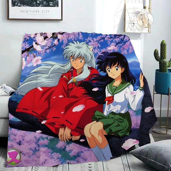 

blankets anime flannel blanket inuyasha print quilts for girl boys teens gift 3d kids adults home decor fashion party quilt