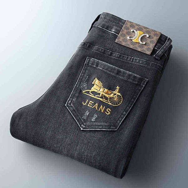 

straight men's jeans korean, Blue