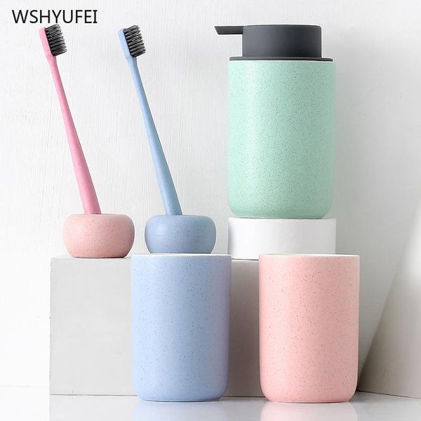 

bath accessory set 1pcs 500ml ceramic refillable empty bottle lotion shampoo cosmetic squeeze container compact toothbrush holder