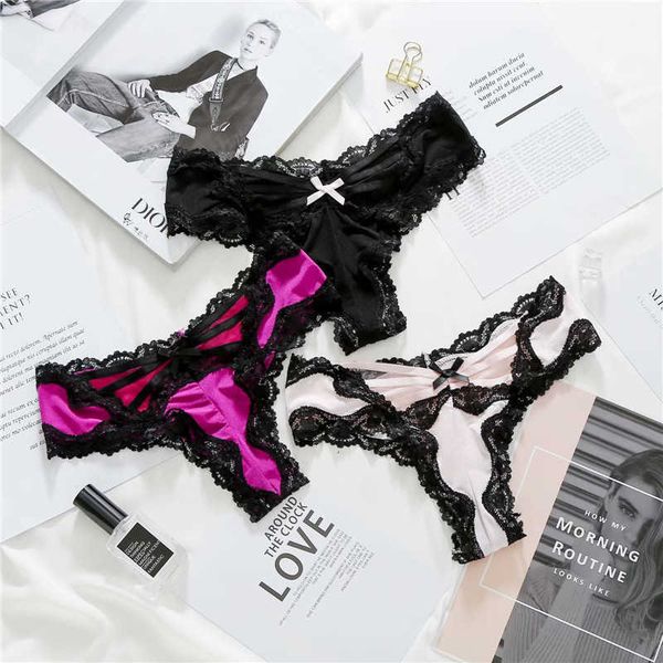 

k001 lace low waist women's underwear thong comfortable cotton crotch, Black;white