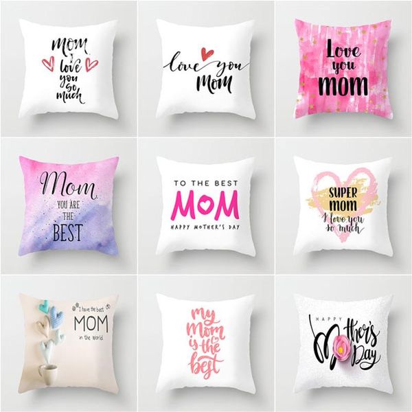 Dia das Mães para enviar a mãe Text Text Love Brophcase Polyester Home Sofá Cushion Cover Office Office Pillow Capas