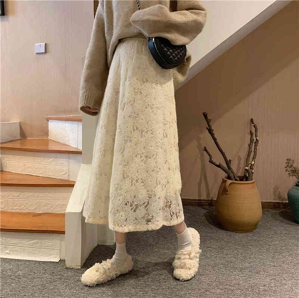 

skirts fdfklak super fairy hook flower skirt women net red mid-length high waist slim skirt student's spring autumn skirts female uf65, Black