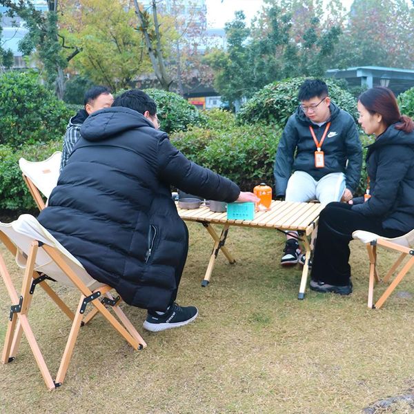 

camp furniture outdoor pine solid wood egg-roll folding table